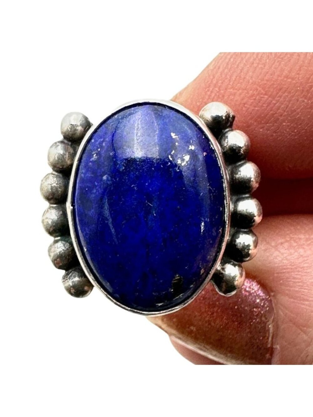 American Southwest Sterling Silver Blue Lapis Lazuli Ring 8.8 Grams Size 5.5